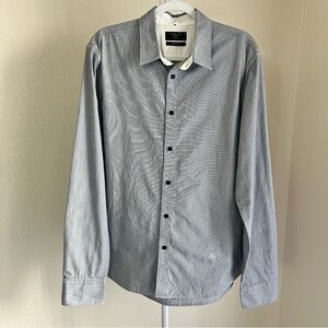 Rag & Bone Slim Fit Cotton Gray/White Striped Shirt SZ XL